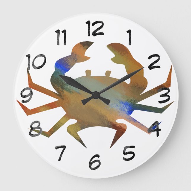 Pop Art Crab Large Clock (Front)