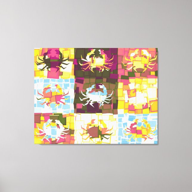 Pop Art Crabs Cubism 2 Canvas Print (Front)