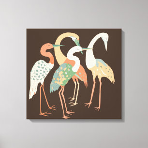 POP ART CRANES  BEACH STRETCHED CANVAS ART PRINT