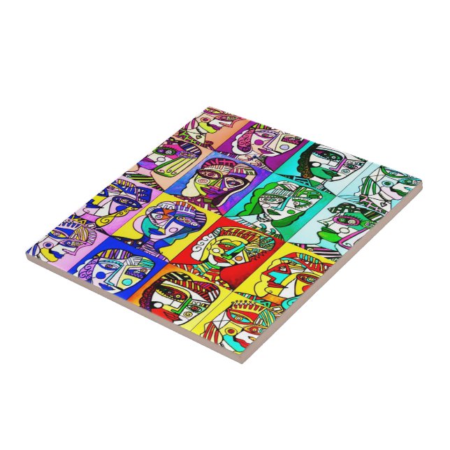 Pop Art Cubist Women Tile (Side)