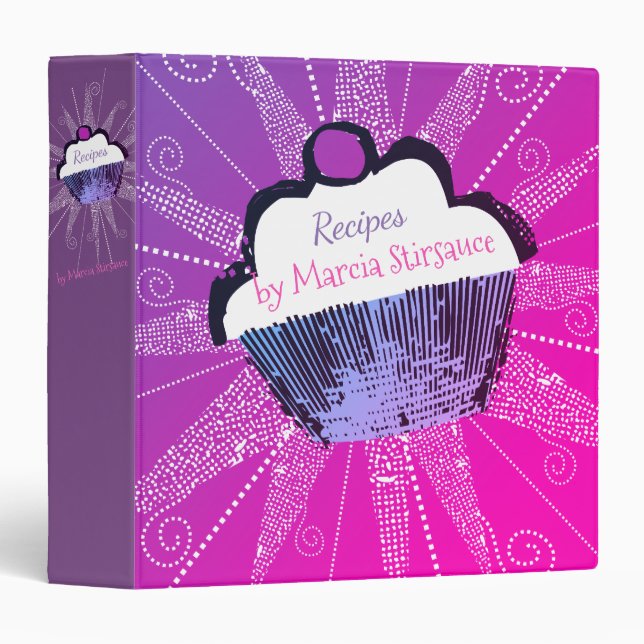 Pop art cupcake baking cookbook recipe binder (Front/Spine)