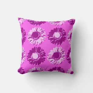Pop Art Daisies - Purple, Violet and Orchid Throw Pillow