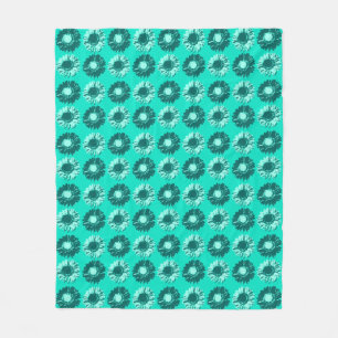 Pop Art Daisies - Turquoise, Aqua and Teal Fleece Blanket