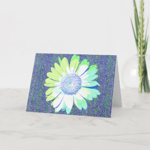 Pop Art Daisy on Vintage Pattern Artsy Note Card 1