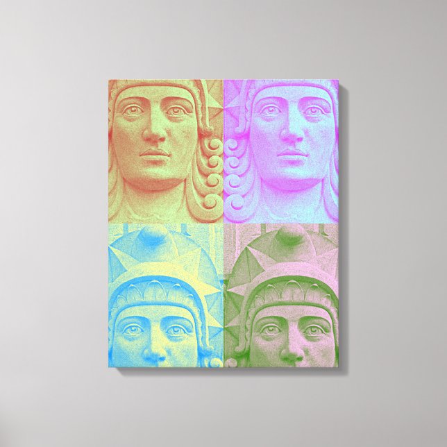 Pop Art Deco Stone Head Sculpture Wrapped Canvas (Front)