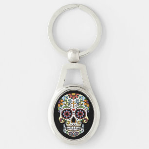 Pop Art Dia de los Muertos Sugar Skull Comic Keychain
