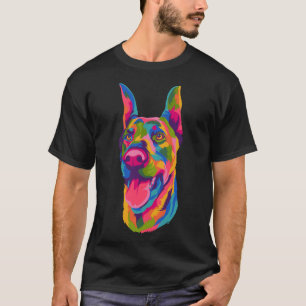Pop Art Doberman Cute Paw Pet Men Women Kids Dog L T-Shirt