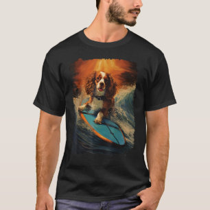 Pop Art Dog Cavalier King Charles Spaniel Surf T-Shirt