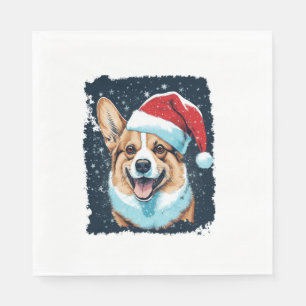 Pop Art Dog Christmas Corgi  Napkin