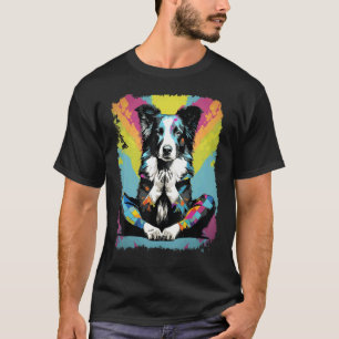 Pop Art Dog Meditation Yoga Border Collie T-Shirt