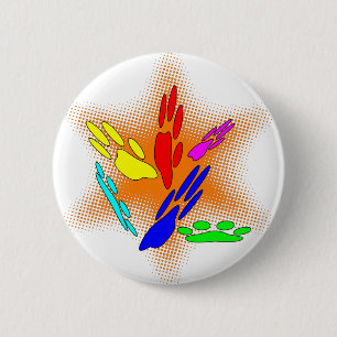 Pop Art Dog Paw Prints 2 Inch Round Button