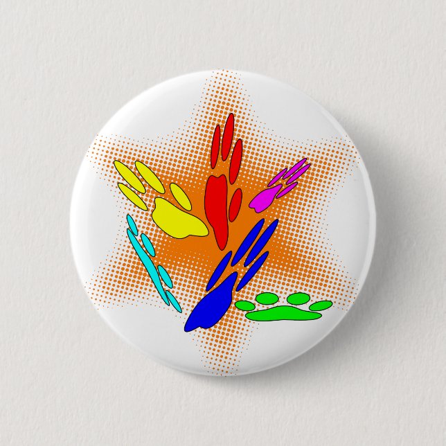 Pop Art Dog Paw Prints 2 Inch Round Button (Front)