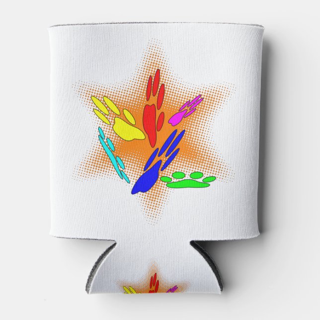 Pop Art Dog Paw Prints Can Cooler (Front)