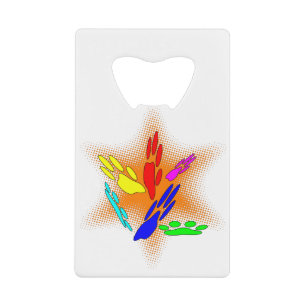 Pop Art Dog Paw Prints Credit Card Bottle Opener