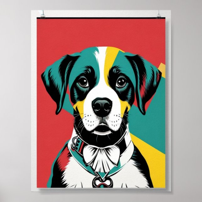 Pop Art Dog Photo - Modern Retro Colour Block Post Poster (Front)