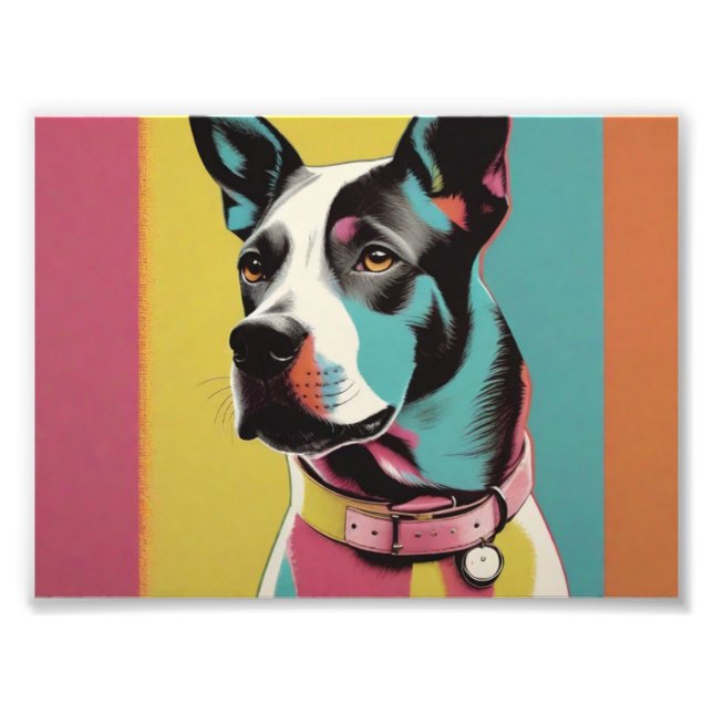 Pop Art Dog Photo -Modern Retro Colour Block Poste (Front)
