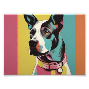 Pop Art Dog Photo -Modern Retro Colour Block Poste Print