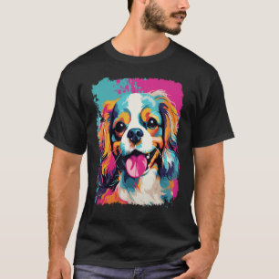 Pop Art Dog Pink Cavalier King Charles Spaniel T-Shirt