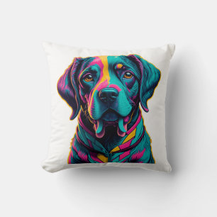 Pop Art dog to add fun and colour to your style Throw Pillow