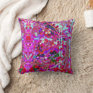 Pop Art Dragonflies on Pink Throw Pillow