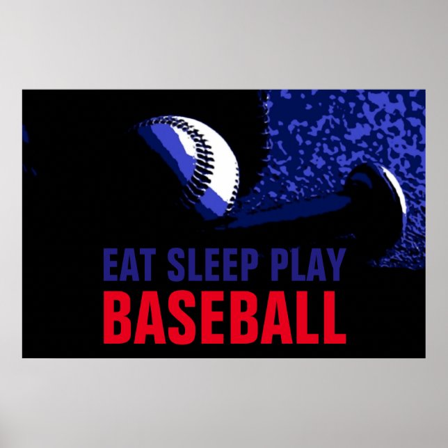 Pop Art Eat Sleep Play Baseball Poster (Front)