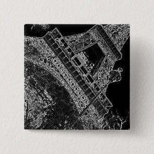 Pop Art Eiffel Tower Paris 2 Inch Square Button