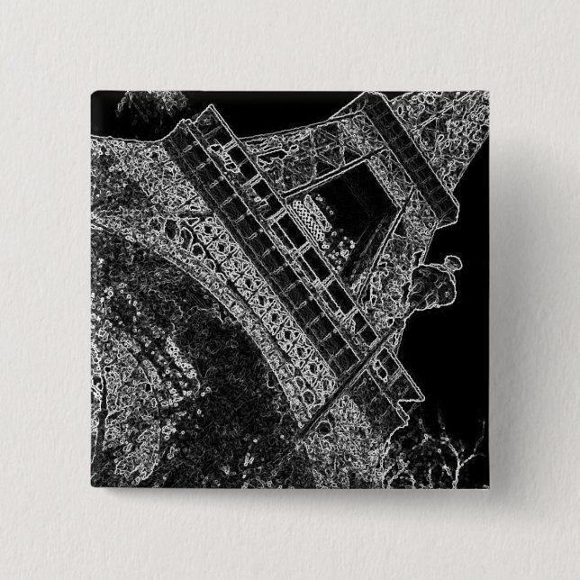 Pop Art Eiffel Tower Paris 2 Inch Square Button (Front)