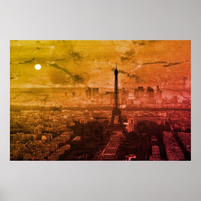 Pop Art Eiffel Tower Paris Europe Travel Poster (Front)