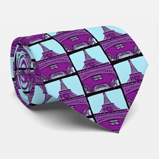 Pop Art Eiffel Tower Tie (Rolled)