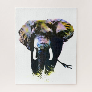 Pop Art Elephant - Animal Illustration Painting Jigsaw Puzzle