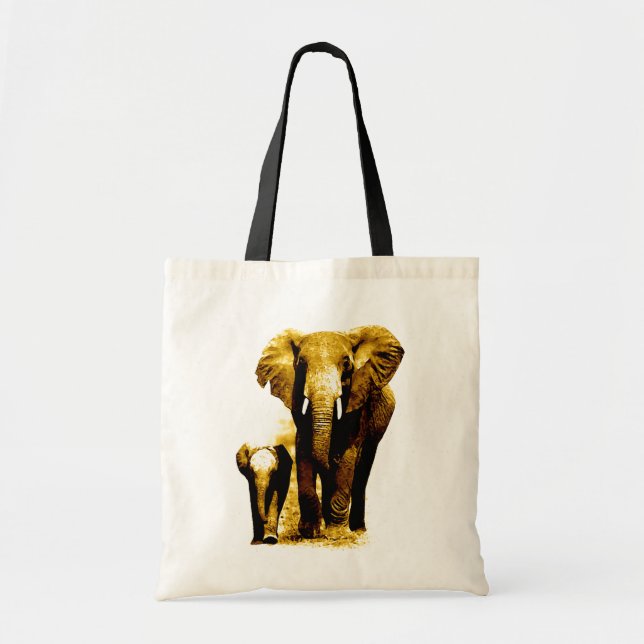 Pop Art Elephant Family Mom Baby Tote Bag (Front)