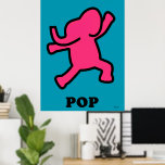 Pop Art Elephant Poster – Dancing Pink on Teal<br><div class="desc">Add a burst of playful motion to your walls with this pop-art elephant. A bold hot pink silhouette outlined in black leaps against a vivid teal background. Minimalist yet dynamic, this design fits perfectly in living rooms, studios, or children’s spaces. Printed with rich colour on quality stock for a gallery-ready...</div>