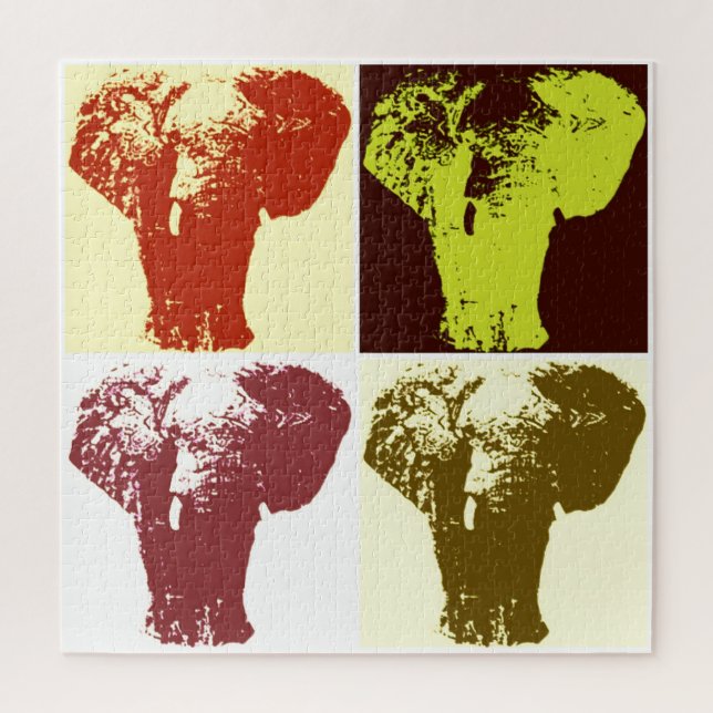 Pop Art Elephant Retro Illustration Jigsaw Puzzle (Vertical)