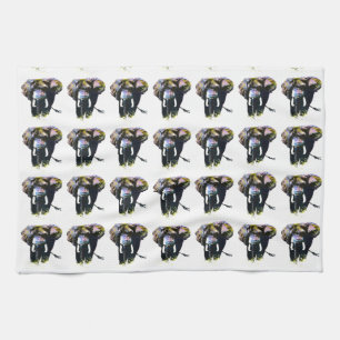 Pop Art Elephant Retro Illustration Kitchen Towel