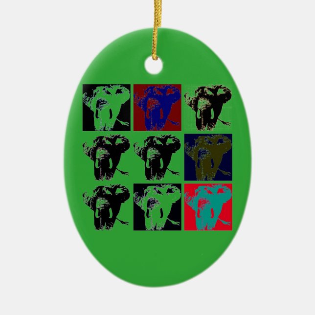 Pop Art Elephants Ceramic Ornament (Front)