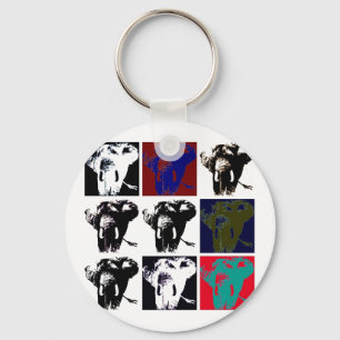 Pop Art Elephants Keychain
