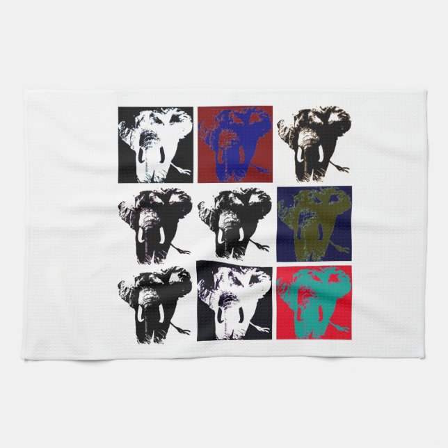 Pop Art Elephants Kitchen Towel (Horizontal)