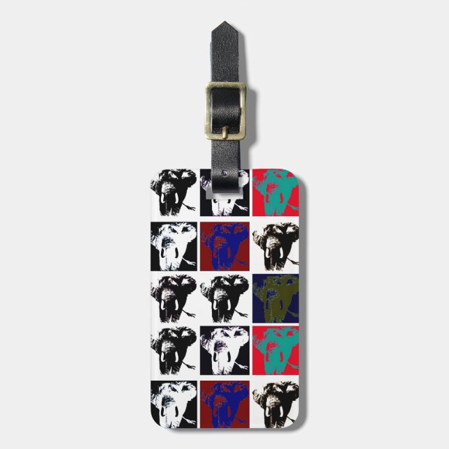 Pop Art Elephants Luggage Tag (Front Vertical)