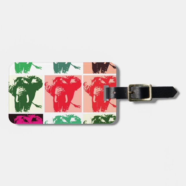Pop Art Elephants Luggage Tag (Front Horizontal)