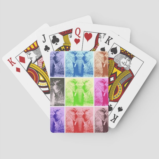 Pop Art Elephants Playing Cards (Back)