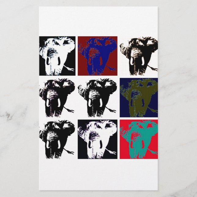 Pop Art Elephants Stationery (Front)