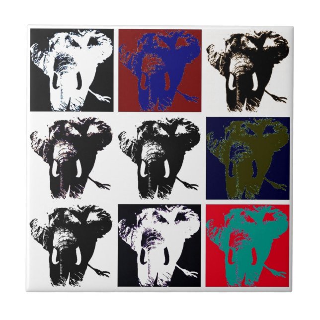 Pop Art Elephants Tile (Front)