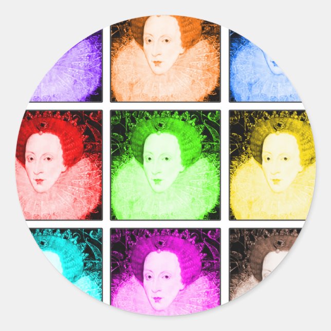 Pop Art Elizabeth I Classic Round Sticker (Front)