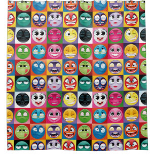 pop art emojis bathroom shower curtain