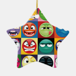 pop art emojis ceramic ornament
