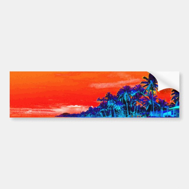 Pop Art Exotic Beach Palm Trees Bumper Sticker (Front)