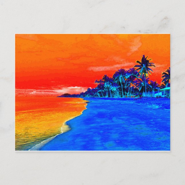 Pop Art Exotic Beach Palm Trees Postcard (Front)