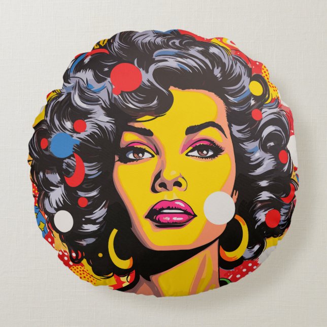 Pop Art Explosion Round Pillow (Front)