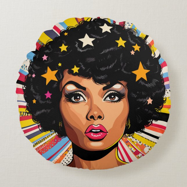 Pop Art Explosion Round Pillow (Front)