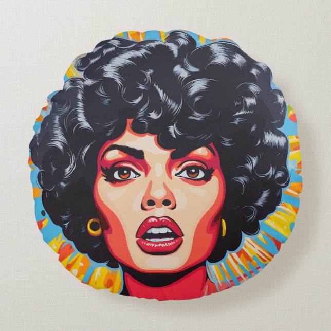 Pop Art Explosion Round Pillow (Front)